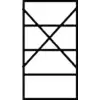 Prostokąt z liniami diagonalnymi i poziomymi tworzącymi geometryczny wzór.
