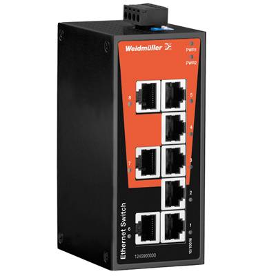 Weidmüller Switch sieciowy, unmanaged, Fast Ethernet, Liczba portów: 8x RJ45, IP 30, -10 °C...+60 °C 1240900000  Ilość p