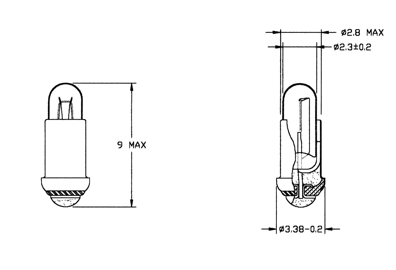 Комплект лампочок MS2.8 10V/45MA 5 шт.