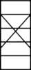 Prosty, prostokątny ramka z liniami w kształcie litery X w środku, często używana do przedstawienia elementu zastępczego w układzie graficznym.