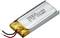 Płaski akumulator litowo-polimerowy z oznaczeniem 'ICP501233PA 3,7V 170mAh', z dwoma przewodami, czerwonym biegunem dodatnim i czarnym biegunem ujemnym.