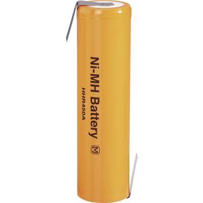 Pomarańczowa bateria Ni-MH z napisem 'Ni-MH Battery'. Ma kształt cylindryczny i posiada dwie styki przyłączeniowe.