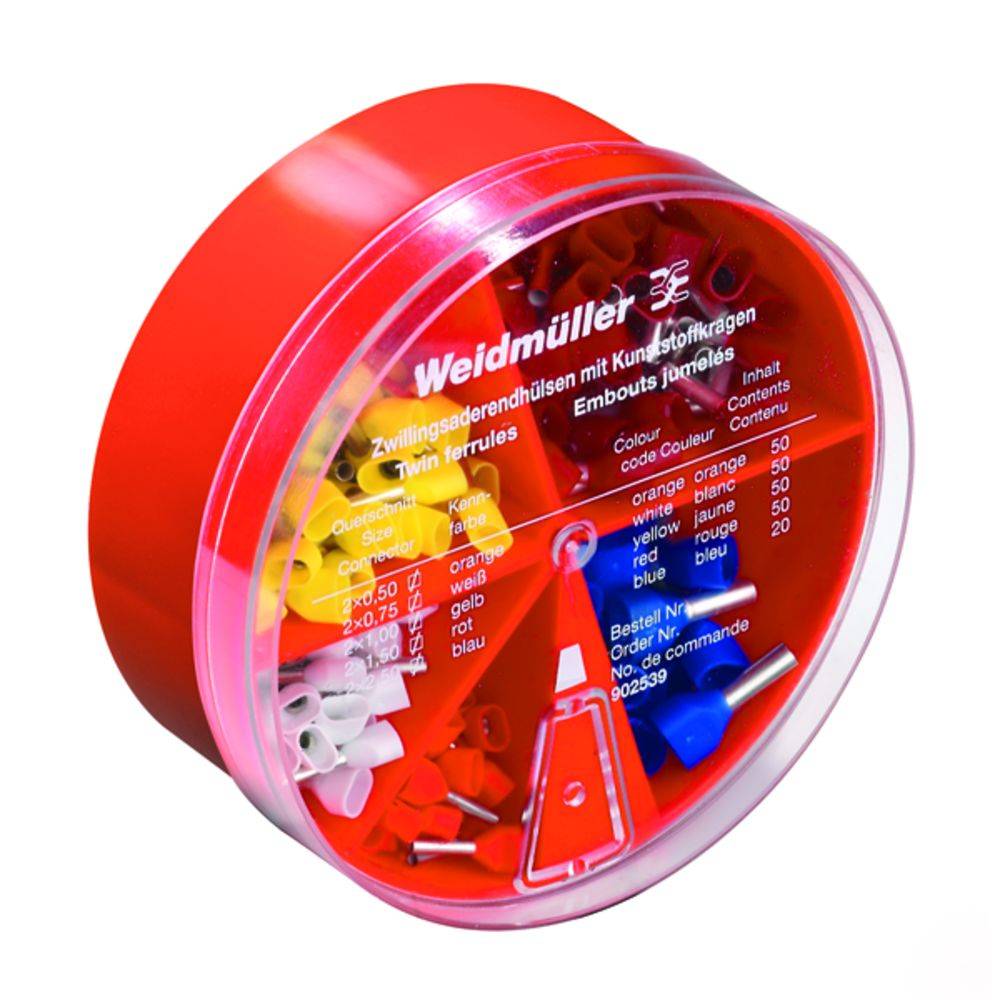 Weidmüller 9025390000 Комплект подвійних клем 0,5 мм², 0,75 мм², 1 мм², 1,5 мм², 2,5 мм² з частковою ізоляцією помаранчевий, білий