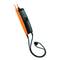 Tester napięcia z dwoma przewodami do pomiaru napięcia elektrycznego. Czarna obudowa z pomarańczowymi akcentami.