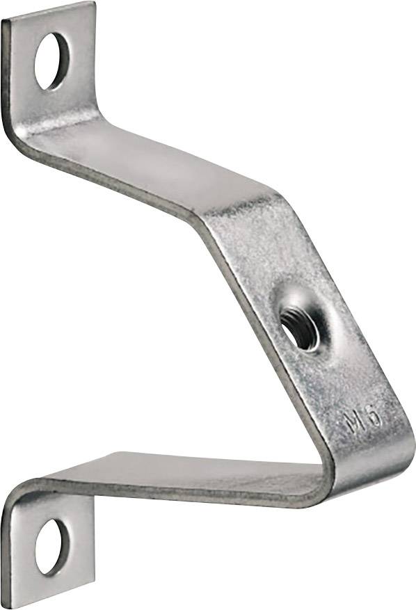 Metalowa wspornik kątowy z trzema większymi otworami do mocowania na ścianach lub innych powierzchniach.