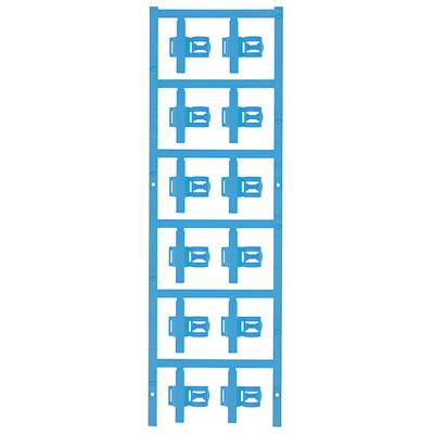 Niebieski, pionowy ramka z sześcioma równomiernie rozmieszczonymi, symetrycznymi strukturami.