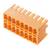 Prostokątny, pomarańczowy złącze z wieloma gniazdami styków elektrycznych, przeznaczone do połączeń elektronicznych.