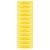 Żółty pasek z tworzywa sztucznego z prostokątnymi wycięciami, równomiernie rozmieszczonymi w kilku rzędach.
