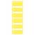 Żółte plastikowe paski z prostokątnymi wycięciami, które mogą służyć jako uchwyty lub ramki do kart lub etykiet.