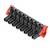 Czarny blok złącza z ośmioma gniazdami i czerwonymi zaślepkami na końcach. Odpowiedni do połączeń elektrycznych.