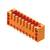 Pomarańczowy wtyk plastikowy z dziesięcioma zaciskami połączonymi w jednym rzędzie; stosowany w instalacjach elektrycznych.