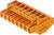 Pomarańczowy elektryczny złącz wtykowy z ośmioma stykami.