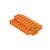 Pomarańczowy elektryczny złącz z siedmioma stykami, odpowiedni do łączenia przewodów lub elementów elektronicznych.