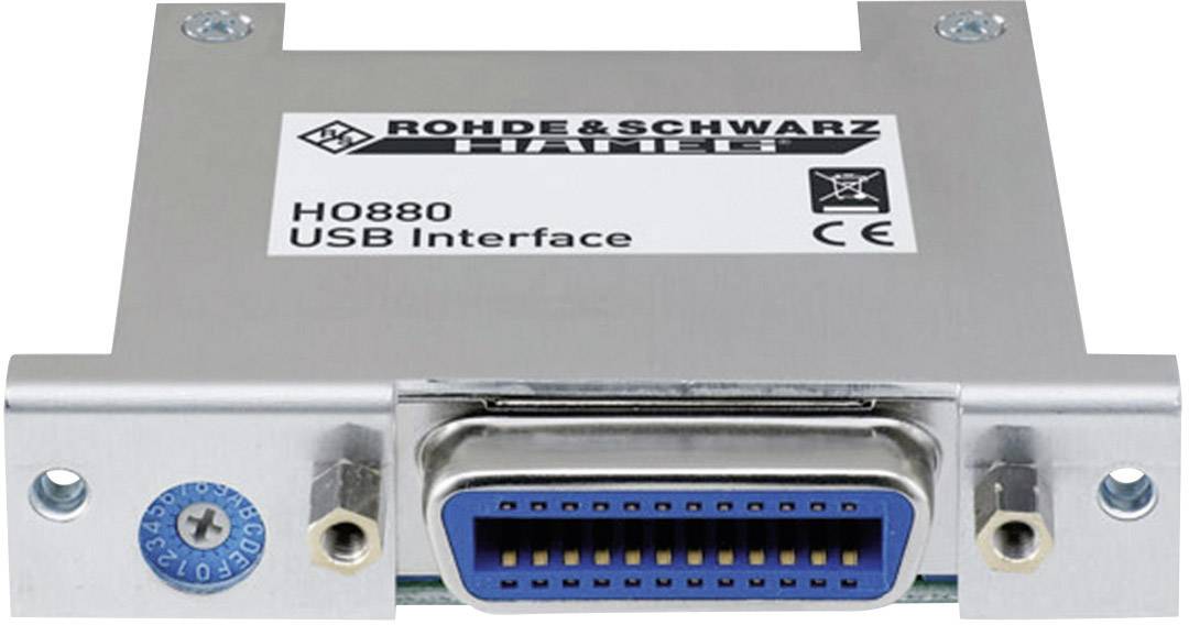 Moduł interfejsu USB marki Rohde & Schwarz, model H0880, przedstawiający widok z przodu z podłączeniem i logo marki.