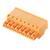 Pomarańczowy złącz wtykowy z ośmioma punktami przyłączeniowymi. Używany do elektrycznego łączenia obwodów lub przewodów.