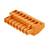 Pomarańczowy plastikowy złącz wtykowy z ośmioma przyłączami, odpowiedni do połączeń elektrycznych i montażu.