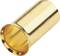 Złoty, cylindryczny złącz metalowy w zbliżeniu, prawdopodobnie część elektrycznego złącza lub przewodu.