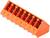Pomarańczowy blok przyłączeniowy z tworzywa sztucznego z ośmioma gniazdami do podłączenia elektrycznego.