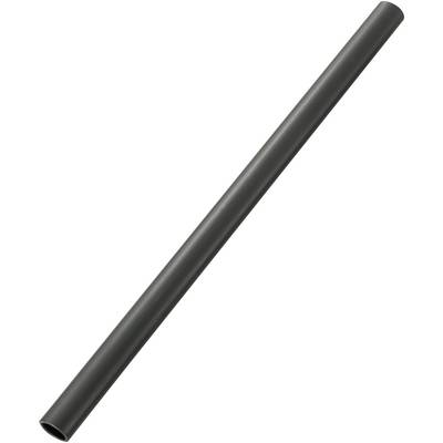 Czarny, prosty metalowy rurociąg, lekko pochylony na bok na białym tle.