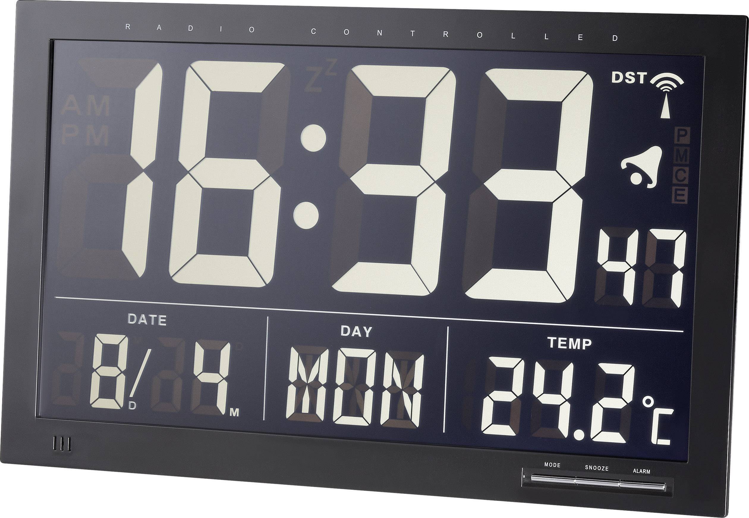Zegar ścienny cyfrowy, Sterowany radiowo, (S x W x G) 370 x 230 x 30 mm