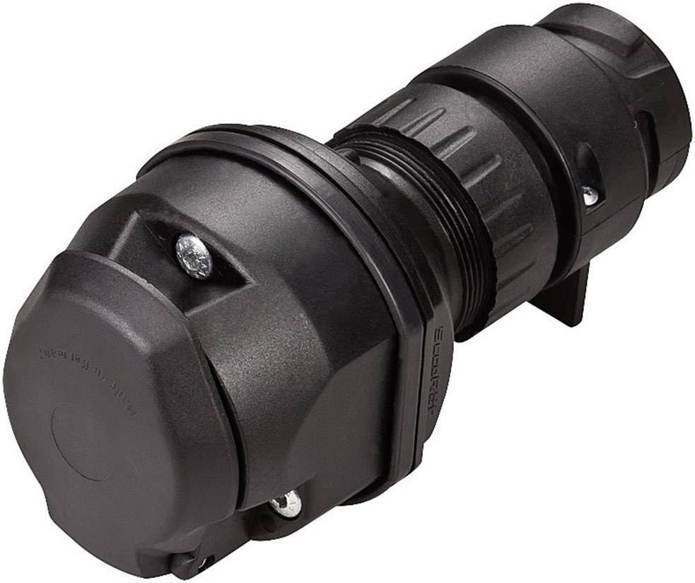 Czarny, cylindryczny złącz z żebrowanym uchwytem i zamknięciem śrubowym, odpowiedni do zastosowań przemysłowych.