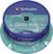 25-pak płyt DVD-RW Verbatim, prędkość 4x, pojemność 4,7 GB. Odpowiednie do wielokrotnego zapisu.
