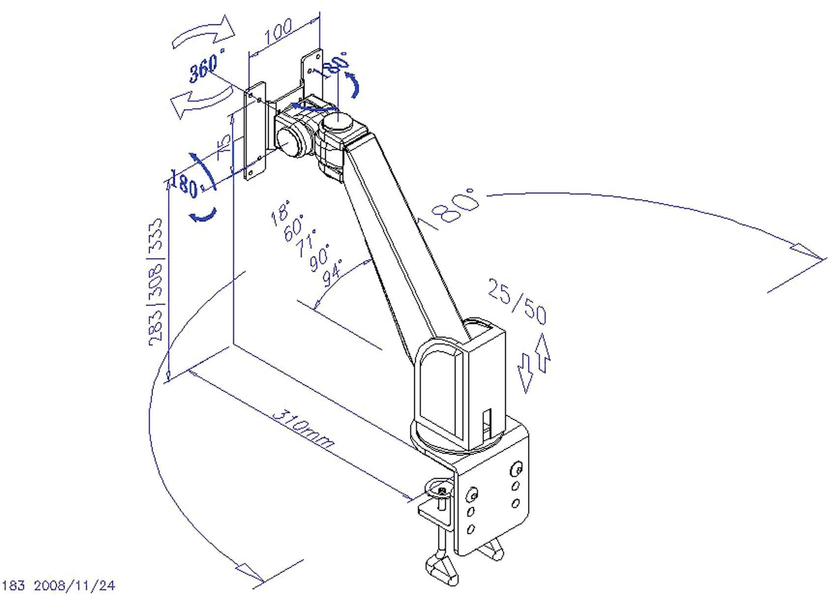 Настільний кронштейн для монітора SpeaKa Professional SP-1664312, 33,0 см (13 дюймів) - 55,9 см (22 дюйми), максимальне навантажен