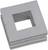 Szary, kwadratowy element z tworzywa sztucznego z kwadratowym otworem pośrodku. Składa się z kilku nakładających się na siebie warstw.