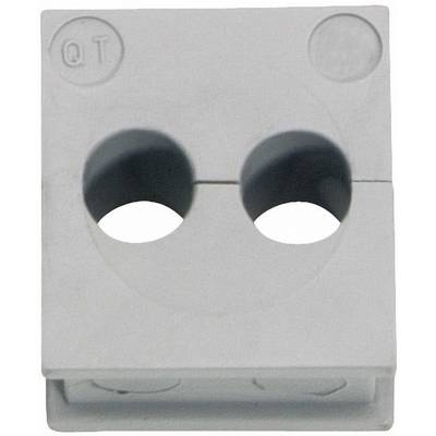 Biały element konstrukcyjny z dwoma okrągłymi otworami, z napisem 'QT' w lewym górnym rogu.