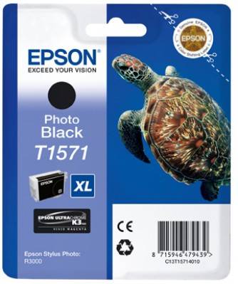 Tusz Epson T1571, Foto Czarny, XL, do drukarki Epson Stylus Photo R3000. Zdjęcie pływającego żółwia morskiego.