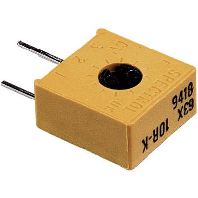 Pomarańczowy elektryczny potencjometr regulacyjny z dwoma metalowymi pinami. Napis: 'SPEC TRIM', '9146', '63X', '10R-K'.