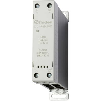 Przekaźnik Finder o numerze modelu 77.31.9.024.8050. Wejście: 24V (4-32V), Wyjście: 30A 400V (48-480V).