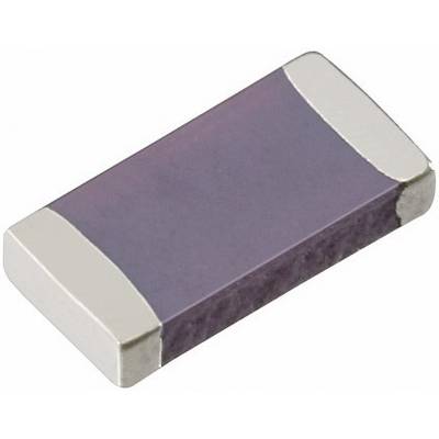 Prostokątny, płaski, fioletowy element elektroniczny z metalowymi stykami na obu końcach, prawdopodobnie rezystor SMD (chip rezystor).