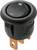 Okrągły przełącznik kołyskowy z czarnego tworzywa sztucznego z trzema stykami miedzianymi, odpowiedni do sterowania obwodami elektrycznymi.