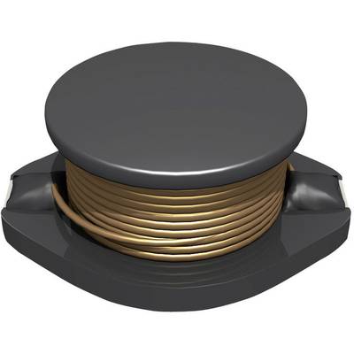 Czarna cewka z drutem miedzianym na ciemnej obudowie, stosowana w zastosowaniach elektronicznych do indukcji lub filtrowania.