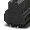 Czarny elektryczny złącz wtykowy firmy Phoenix Contact z wieloma przyłączami i oznaczeniami, umieszczony na płaszczyźnie.