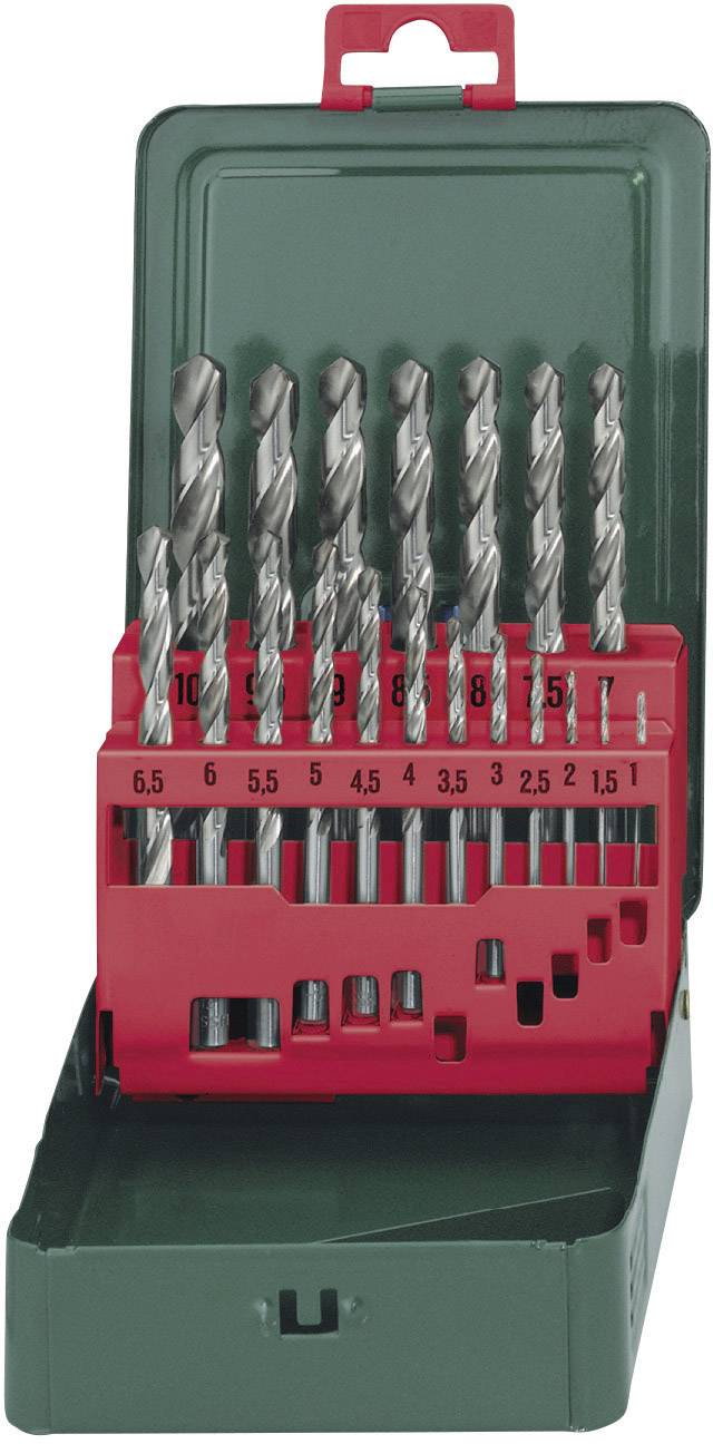 Metabo 627153000 HSS Zestaw wierteł krętych do metalu 19 szt. 1 mm, 1.5 mm, 2 mm, 2.5 mm, 3 mm, 3.5 mm, 4 mm, 4.5 mm, 5 
