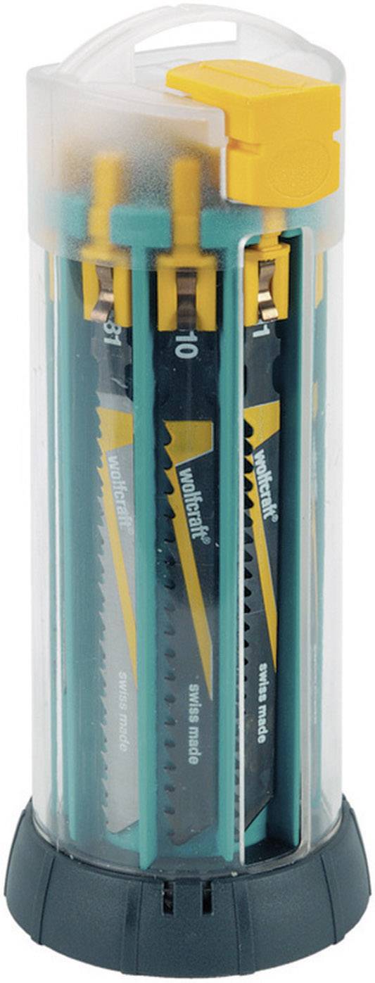 Przezroczysty pojemnik z tworzywa sztucznego z żółtą nakrętką, zawierający kilka zielonych brzeszczotów, częściowo opisanych.