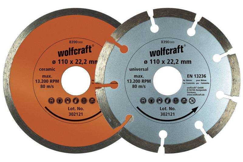 Wolfcraft 8390000 Tarcza tnąca diamentowa Średnica 110 mm Średnica otworu 22.2 mm płytka ceramiczna 1 szt.