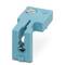 Niebieski plastikowy klips ze śrubą u góry, odpowiedni do zastosowań elektrycznych lub jako element mocujący.