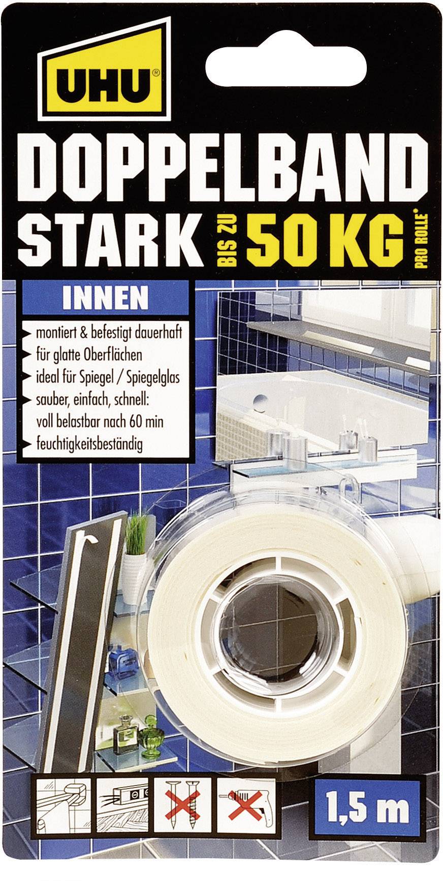 Двосторонній скотч UHU UHU® 46855 (Д x Ш) 1,5 м x 19 мм 1,5 м 1 шт.