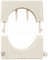 Biały, dwuczęściowy uchwyt kablowy do mocowania przewodów na ścianach, składający się z górnej i dolnej połowy z zatrzaskami.