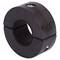 Czarny, okrągły pierścień napinający, podzielony na dwie połowy, z otworami na śruby do mocowania.