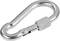 Metalowy karabinek z zabezpieczeniem śrubowym, często stosowany w sprzęcie wspinaczkowym do bezpiecznego łączenia lin lub pasów.