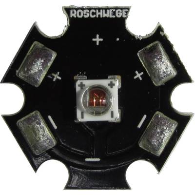 Element LED na sześciokątnej płytce drukowanej z oznaczonymi znakami polaryzacji (+/-) oraz napisem 'ROSCHWEG'.