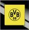 Żółty kwadrat z czarnym logo 'BVB 09' pośrodku.