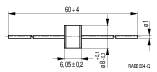 Rysunek techniczny otworu z wymiarami: całkowita długość 60±4 mm, średnica otworu 10 mm, szerokość przegrody 6,05±0,2 mm.