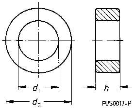 Rysunek techniczny tarczy: widok z boku i z góry z oznaczeniami średnic 'd₁', 'd₂' oraz wysokości 'h'.