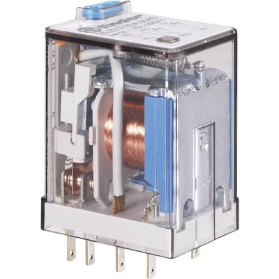 Elektromagnetyczne przekaźnik z przezroczystą obudową, pokazujący cewkę i styki. Stosowany jest w obwodach elektrycznych do przełączania.