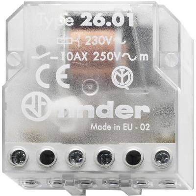 Moduł przekaźnikowy 'Finder Type 26.01', 230V, 10AX, 250V~. Obudowa z wieloma zaciskami przyłączeniowymi, Wyprodukowano w UE.